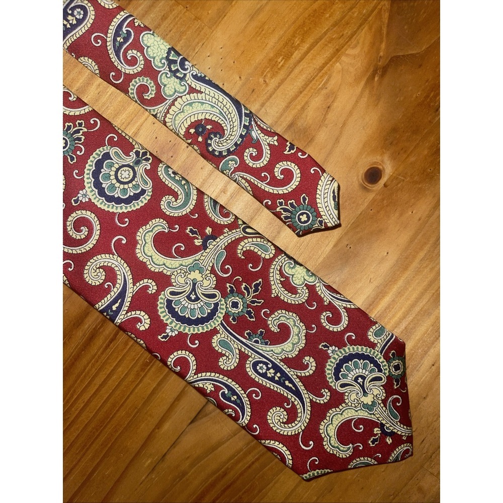 Lands End Neck Tie Men Red Paisley Business Wedding Resort